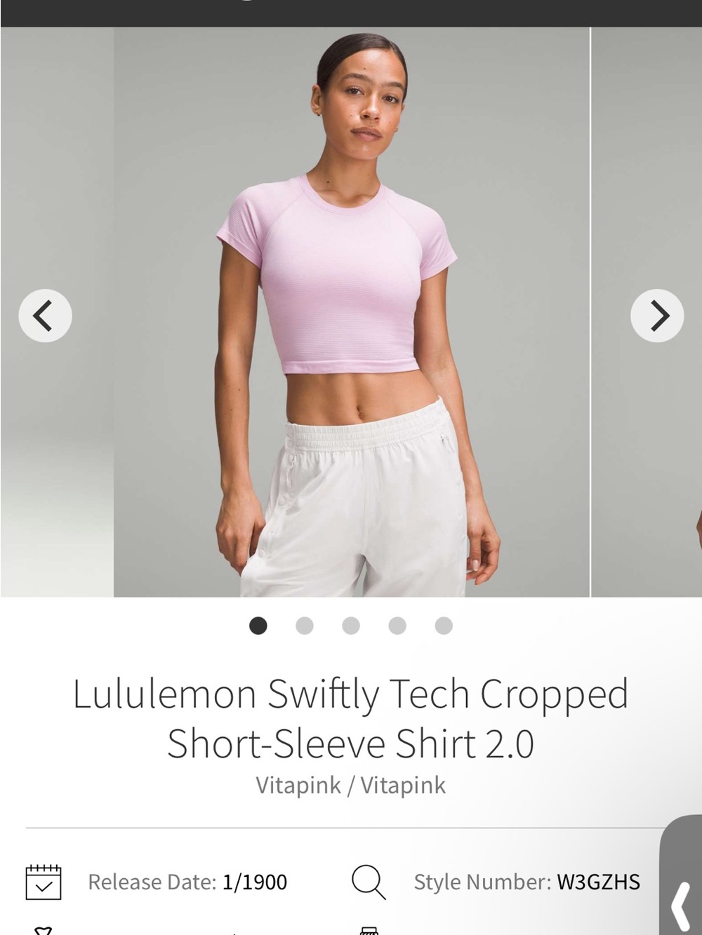 lululemon athletica Cropped Short-Sleeve Top — Light Pink